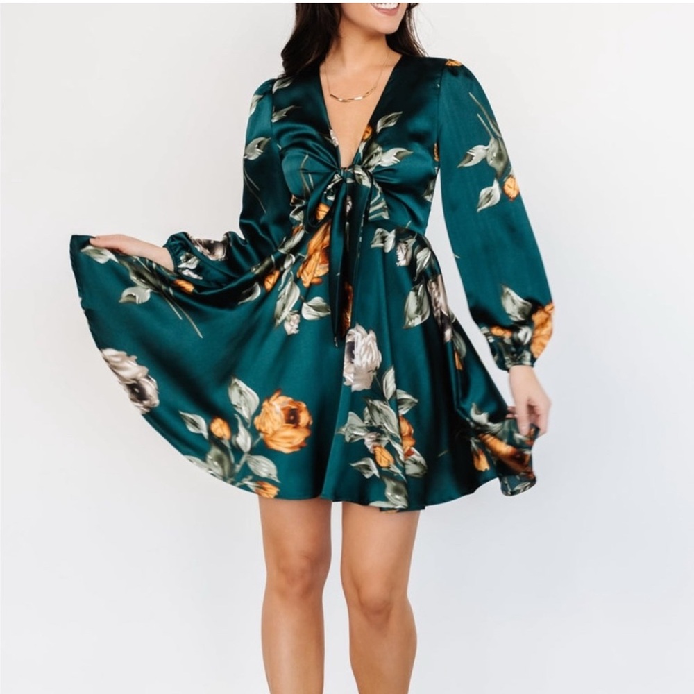 Baltic Born Woodbury Satin Mini Dress in Topaz